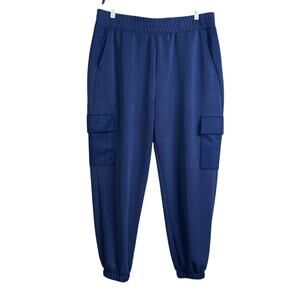 Evereve Ari Cargo Jogger Sweatpants High Waist Navy Blue Size XL